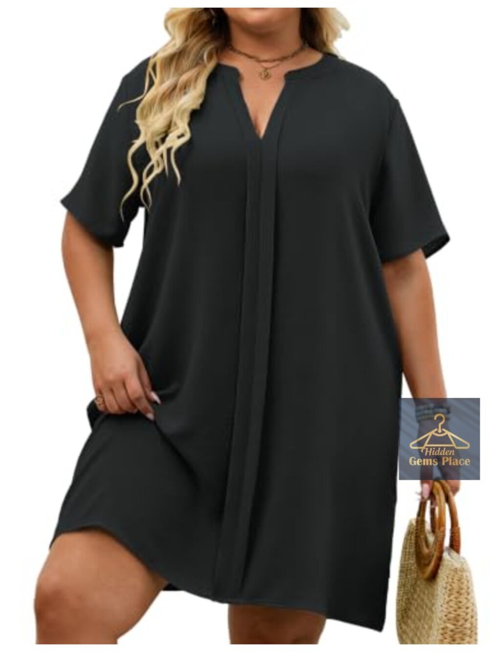 Plus Size Swim Coverup V Neck Short Sleeve Beach Cover Up